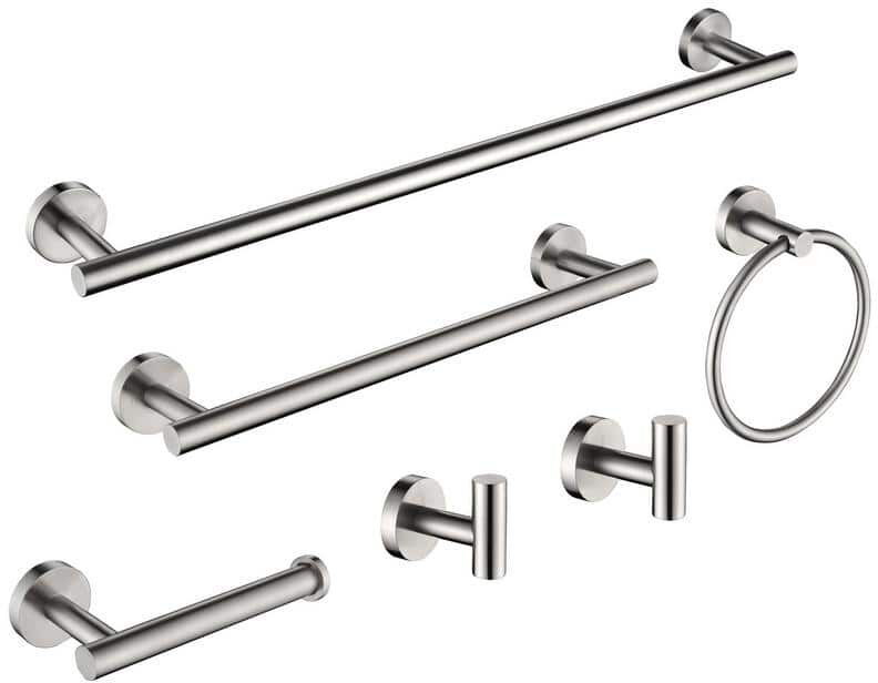 Aoibox 6-Pieces Wall Mounted Towel Rack Set in Brushed Nickel