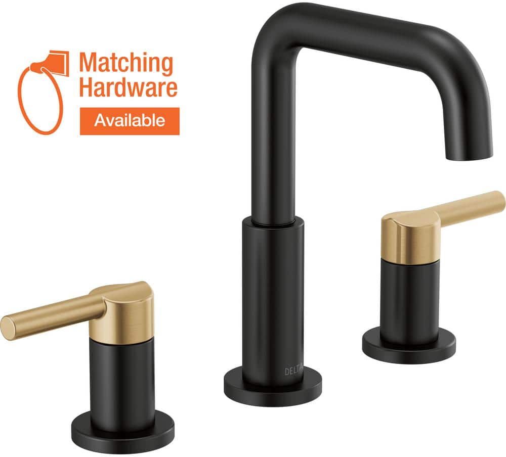 Delta Nicoli 8 in. Widespread Double-Handle Bathroom Faucet in Matte Black/Champagne Bronze