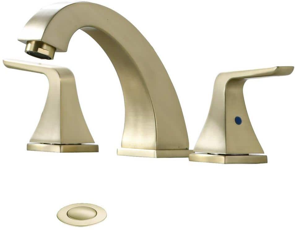 MYCASS SHEW 8 in. Centerset Double Handle Bathroom Faucet Combo Kit with Drain Assembly and Supply Hose in Brushed Gold