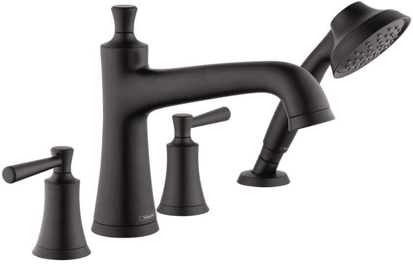 Hansgrohe Joleena 2-Handle Deck Mount Roman Tub Faucet with Hand Shower in Matte Black