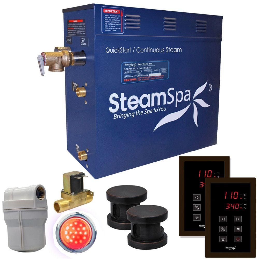 SteamSpa Royal 12kW QuickStart Steam Bath Generator Package with Built-In Auto Drain in Polished Oil Rubbed Bronze