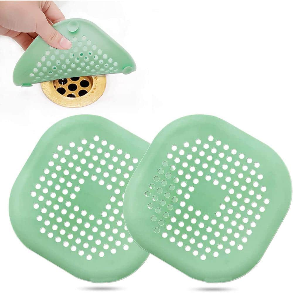 Dyiom Square drain cover for shower, silicone hair plug with suction cup, suitable for 2-piece sets in bathrooms, bathtubs