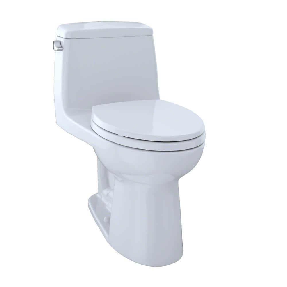 TOTO Eco UltraMax 1-Piece 1.28 GPF Single Flush Elongated Standard Height Cefiontect Cotton White Toilet with SoftClose Seat