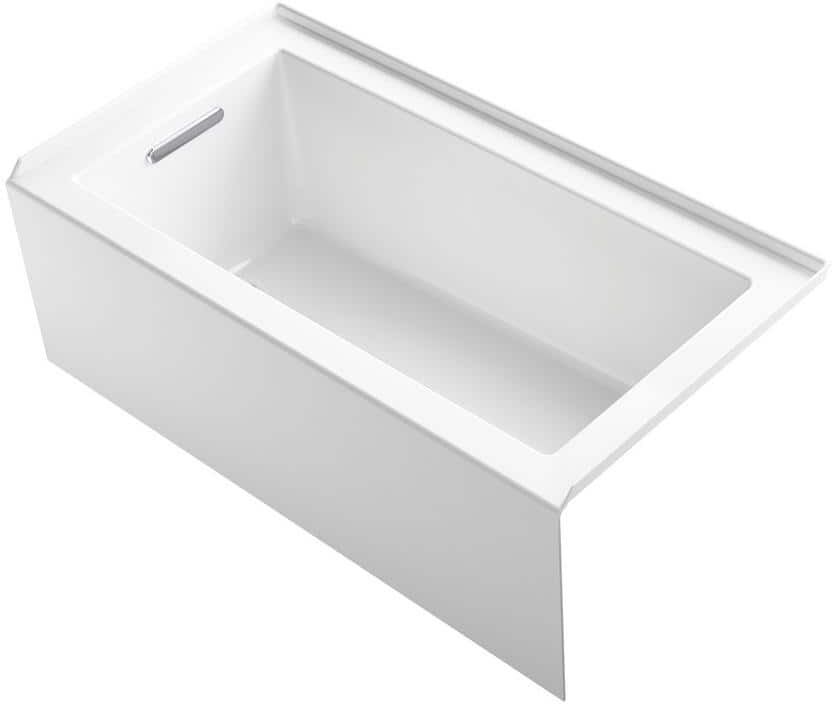 KOHLER Underscore 60 in. x 30 in. Soaking Bathtub with Left-Hand Drain in White, Integral Flange