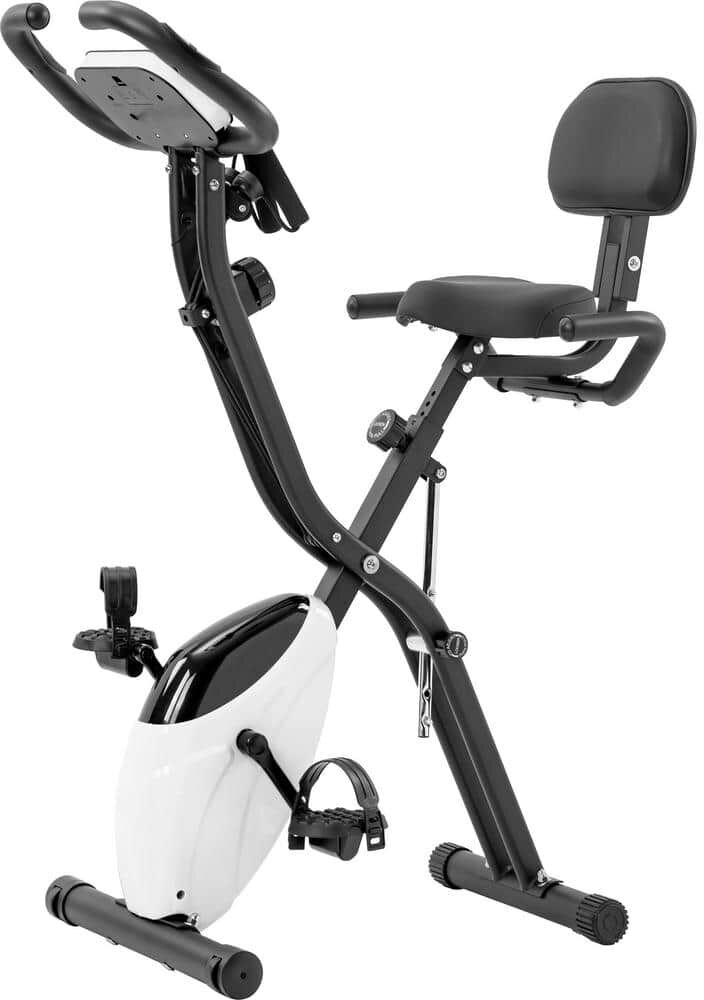 Tidoin Black Steel Foldable Magnetic Upright Exercise Bike with Heart Rate and LCD Monitor