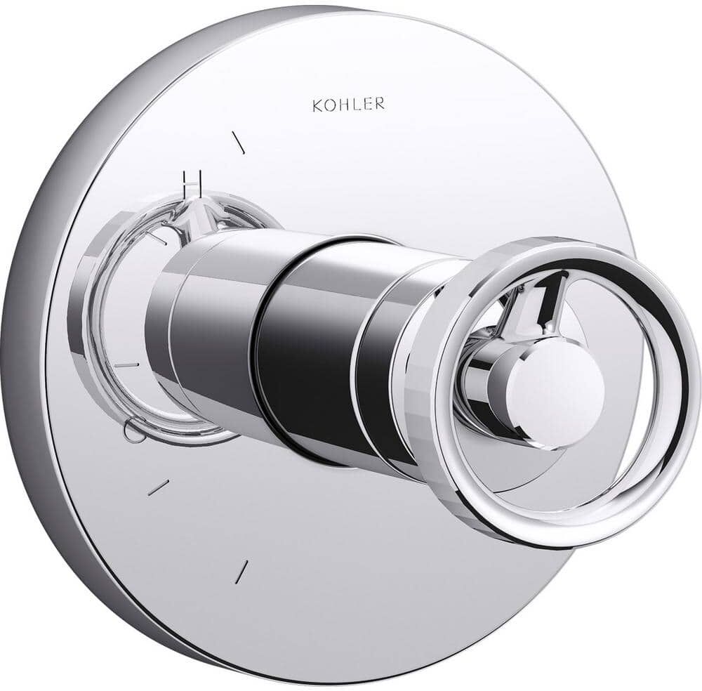 KOHLER Components Rite-Temp 1-Handle Shower Valve Trim Kit with Industrial Handle in Polished Chrome