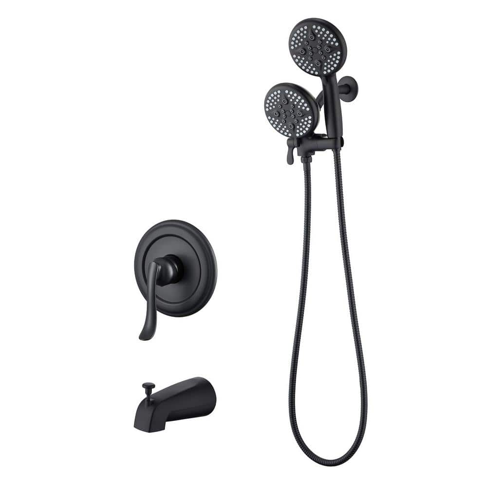 ELLO&ALLO Single-Handle 24-Spray Tub and Shower Faucet Handheld Combo with 5 in. Shower Head in Matte Black (Valve Included)