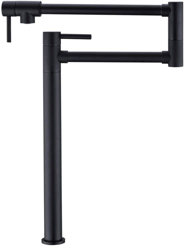 Boyel Living Deck Mounted Pot Filler with Water Supply Line in Matte Black ( Deckplate Not Included )