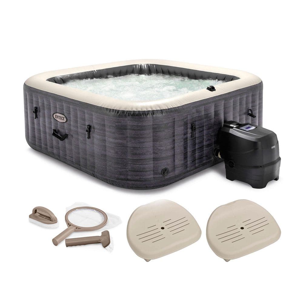 Intex PureSpa Plus 6-Person Inflatable Hot Tub Spa, Maintenance Kit, and Removable Seat (2 Pack)