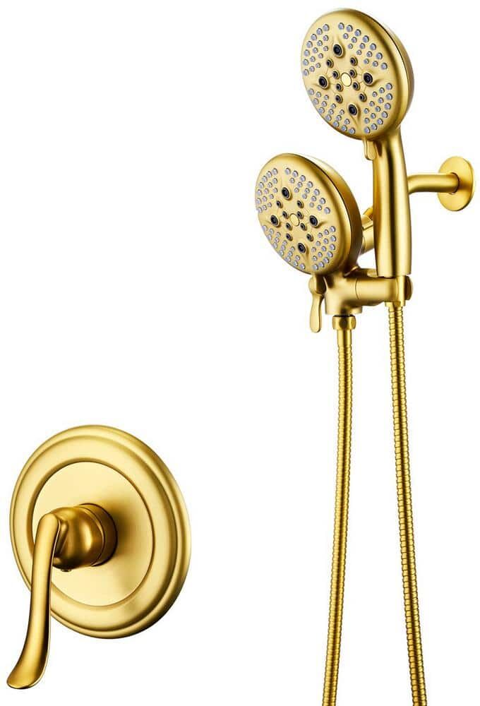 ELLO&ALLO Single-Handle 24-Spray Shower Faucet and Handheld Shower System with 5 in. Shower Head in Brushed Gold (Valve Included)