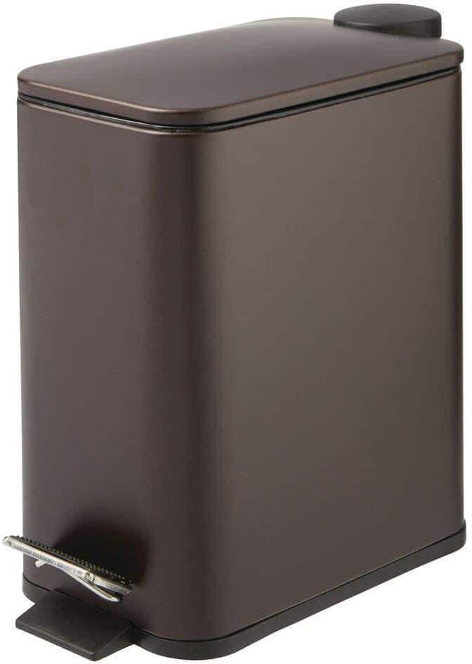 Dracelo 1.3 Gal. Rectangular Small Steel Step Trash Can Wastebasket in Bronze