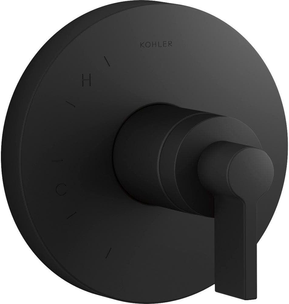 KOHLER Components Rite-Temp 1-Handle Shower Valve Trim Kit with Lever Handle in Matte Black (Valve Not Included)