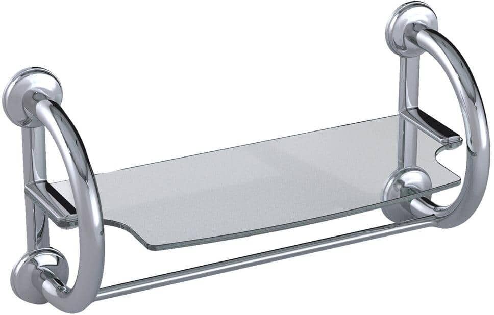 Grabcessories 3-in-1 25.5 in. x 1.25 in. Grab Bars and Towel Shelf in Chrome