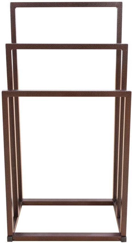 Metal Freestanding Towel Rack 3 Tiers Hand Towel Holder Organizer in Brown