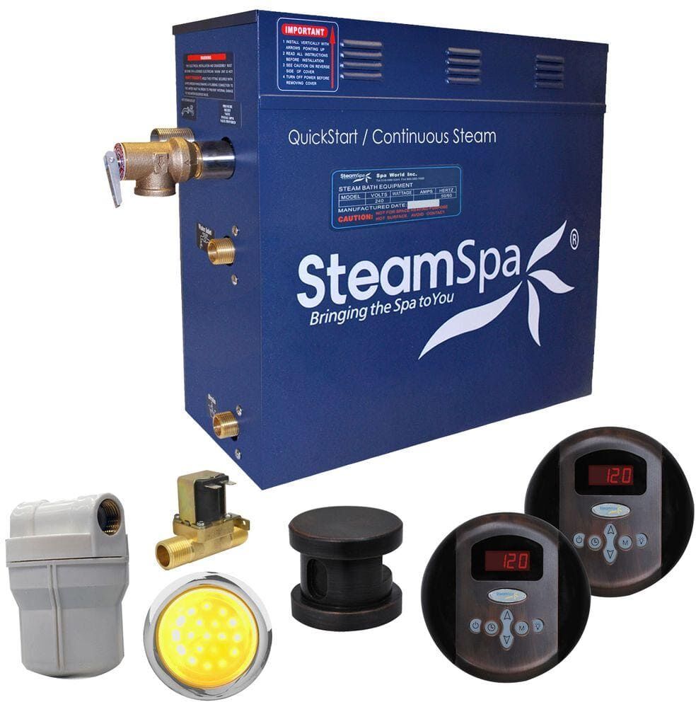 SteamSpa Royal 9kW QuickStart Steam Bath Generator Package with Built-In Auto Drain in Oil Rubbed Bronze