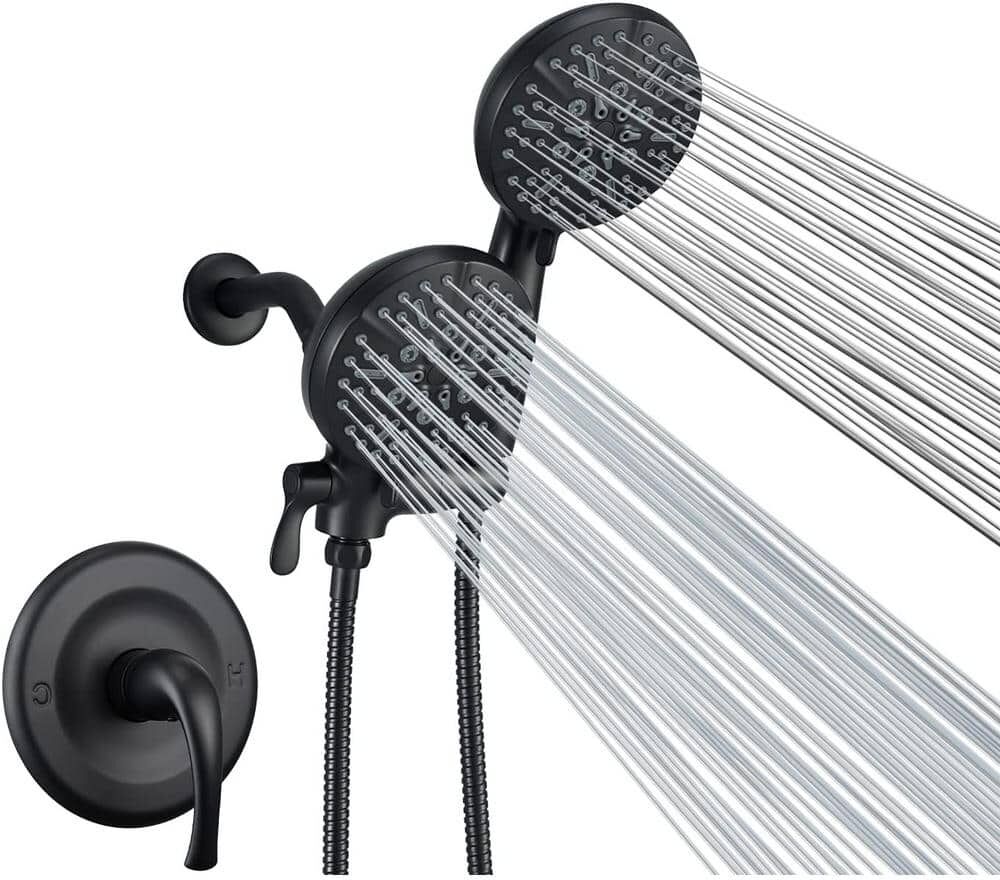 ELLO&ALLO Single-Handle 48-Spray Shower Faucet Handheld Combo with 5 in. Shower Head in Matte Black (Valve Included)