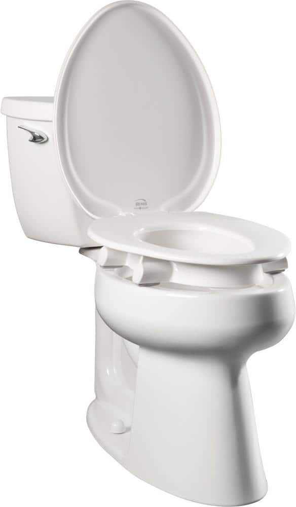 BEMIS Assurance Elongated Plastic Closed Front Toilet Seat in White Never Loosens, raised 3"