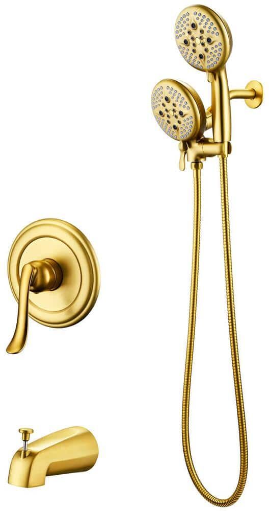 ELLO&ALLO Single-Handle 24-Spray Tub and Shower Faucet and Handheld Combo with 5 in. Shower Head in Brushed Gold (Valve Included)