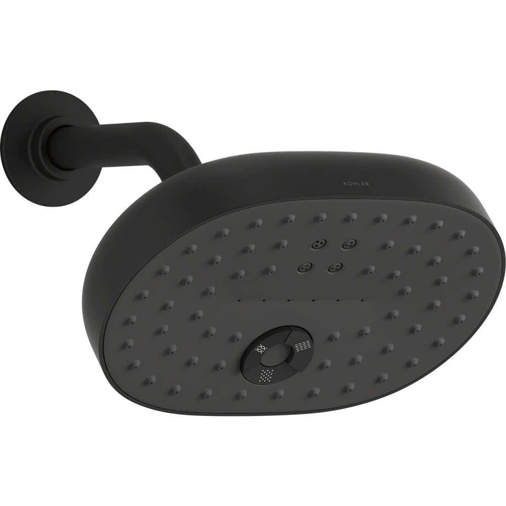 KOHLER Statement 3-Spray Patterns with 2.5 GPM 8 in. Wall Mount Fixed Shower Head in Matte Black