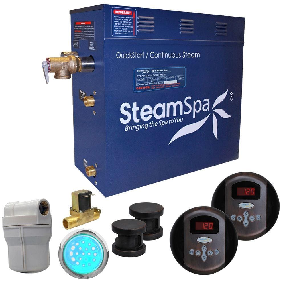 SteamSpa Royal 12kW QuickStart Steam Bath Generator Package with Built-In Auto Drain in Oil Rubbed Bronze