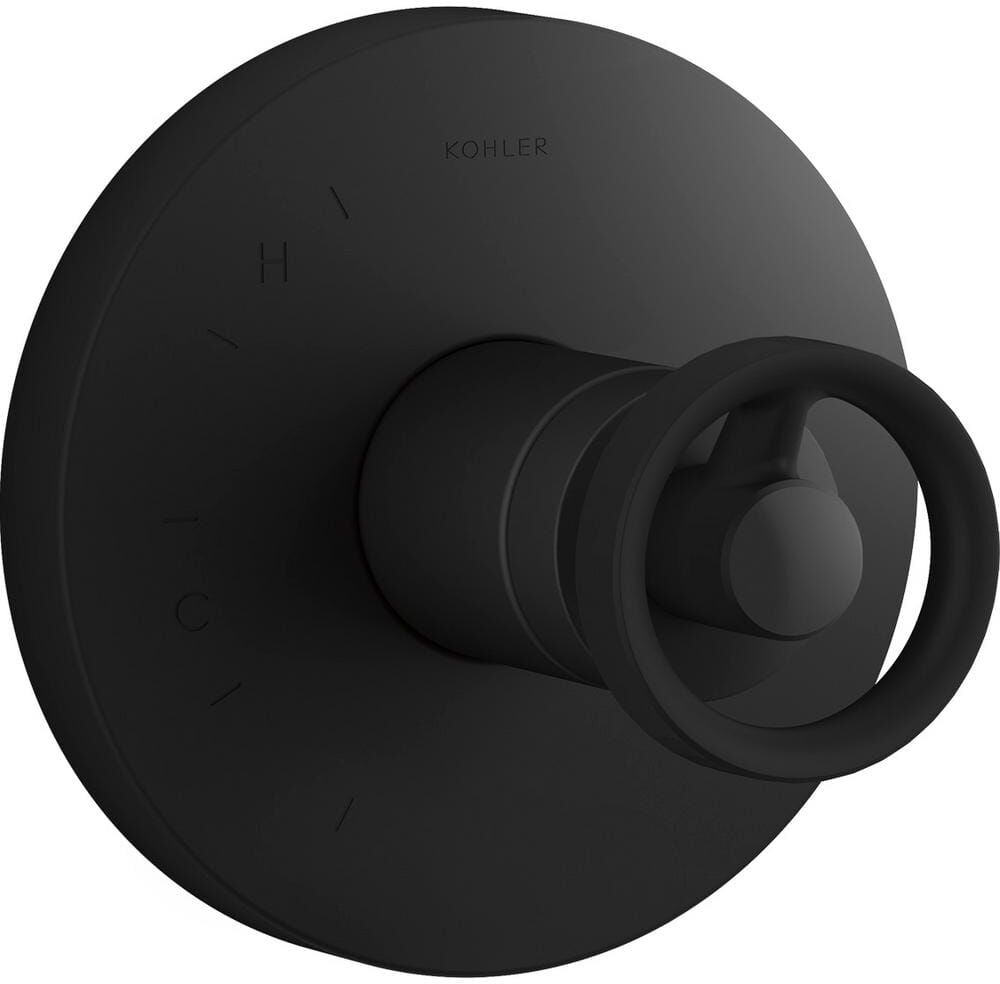 KOHLER Components Rite-Temp 1-Handle Shower Valve Trim Kit with Industrial Handle in Matte Black