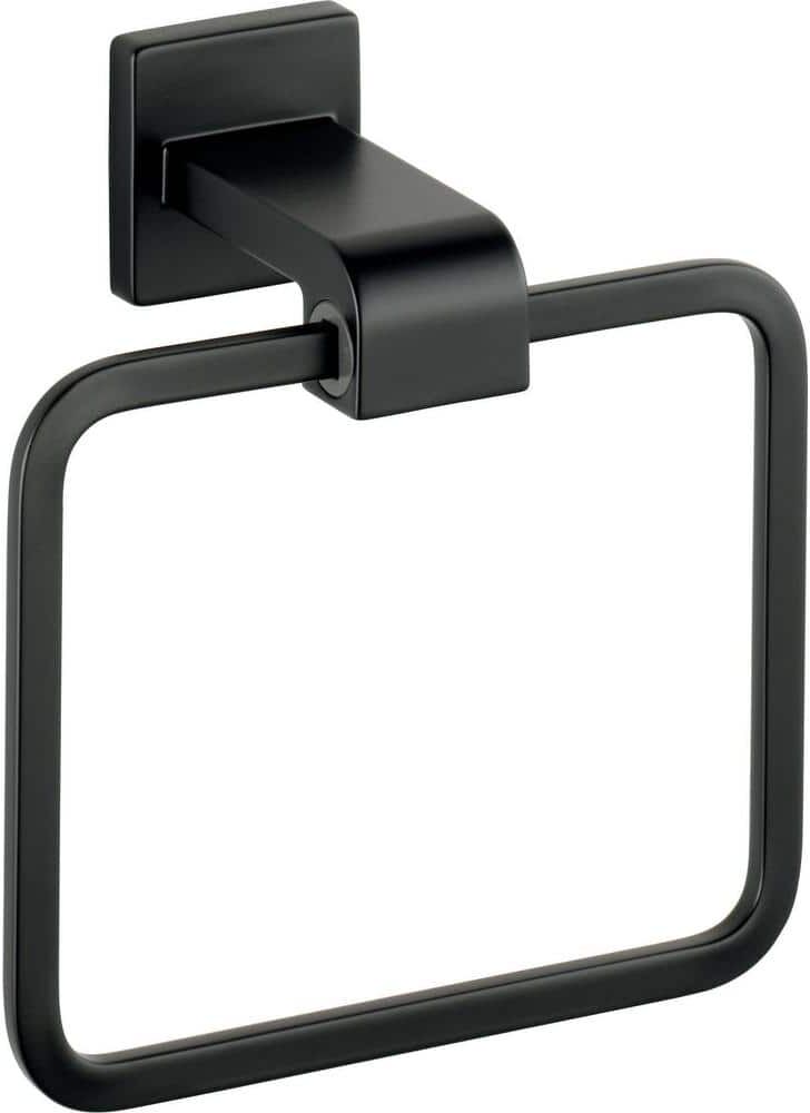 Delta Ara Wall Mount Square Closed Towel Ring Bath Hardware Accessory in Matte Black