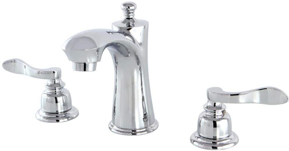 Kingston NuWave French 8 in. Widespread 2-Handle Bathroom Faucets with Plastic Pop-Up in Polished Chrome