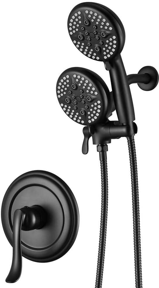 ELLO&ALLO Single-Handle 24-Spray Shower Faucet & Handheld Shower Combo Set with 5 in. Shower Head in Matte Black (Valve Included)