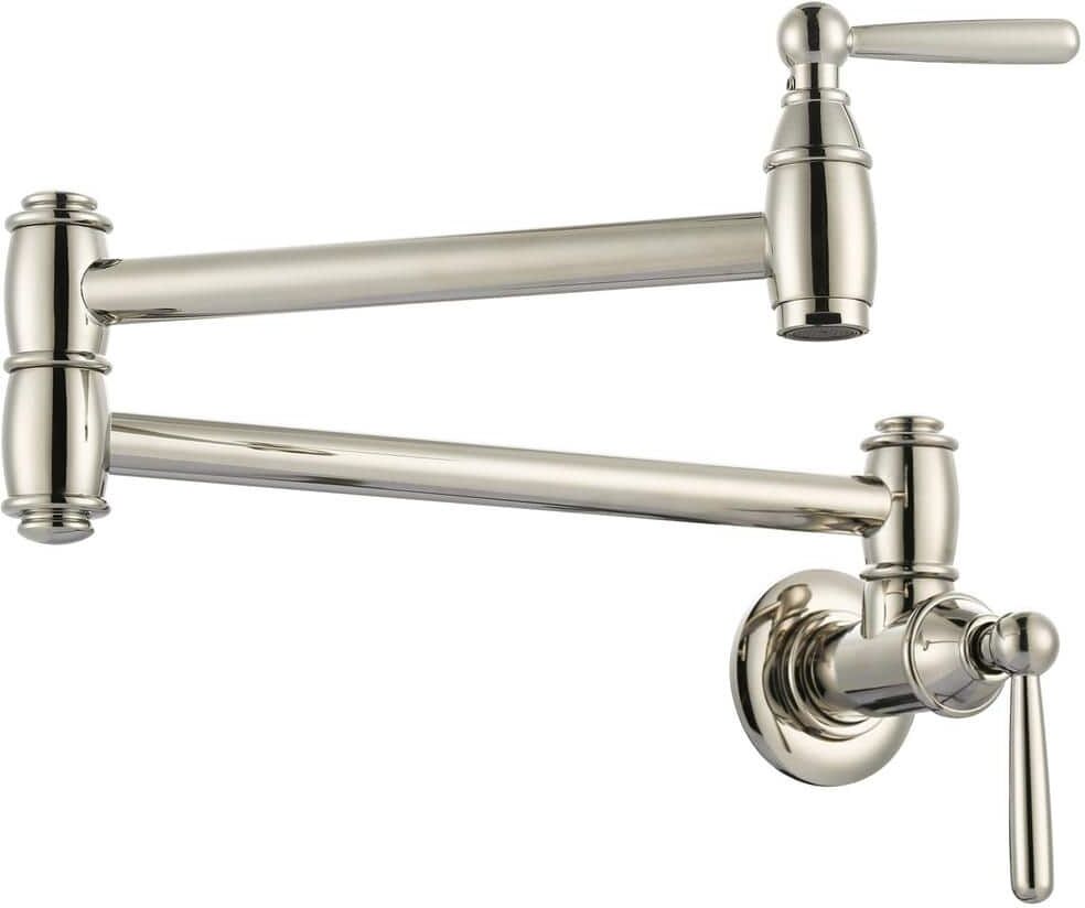 ARCORA Wall Mounted Pot Filler with Lever Handle in Polished Nickel