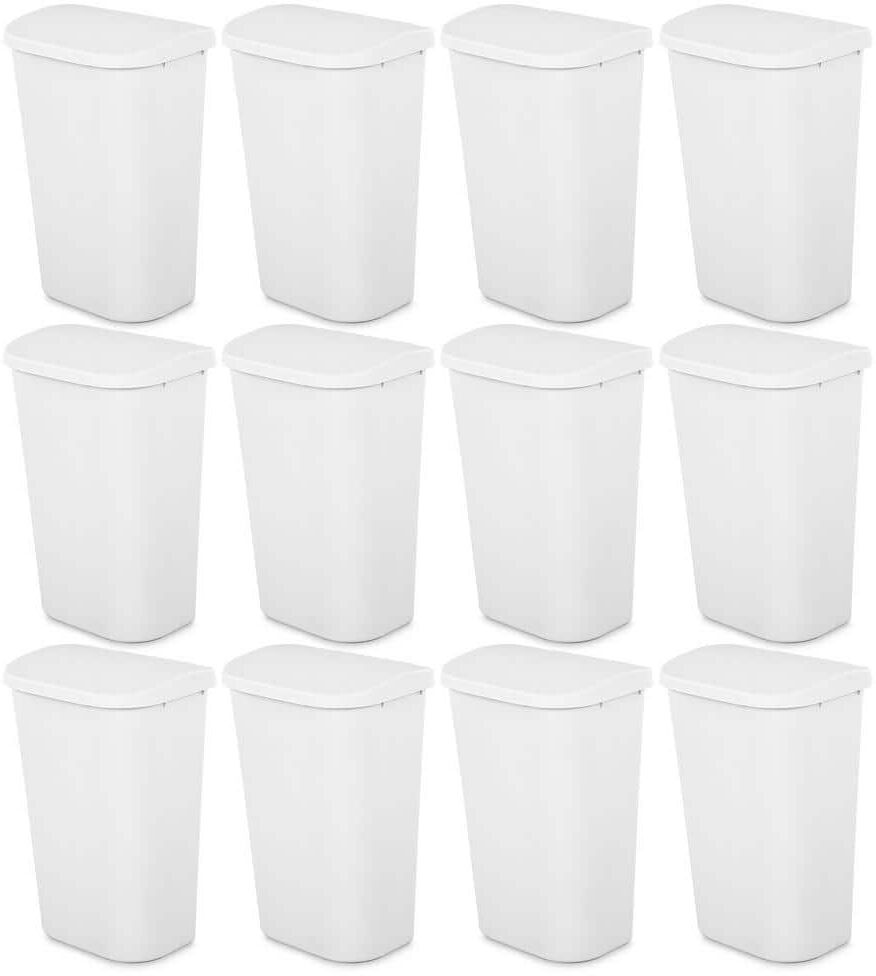 Sterilite White 11.3 gal. Lift Top Lid Kitchen Wastebasket, (12-Pack)