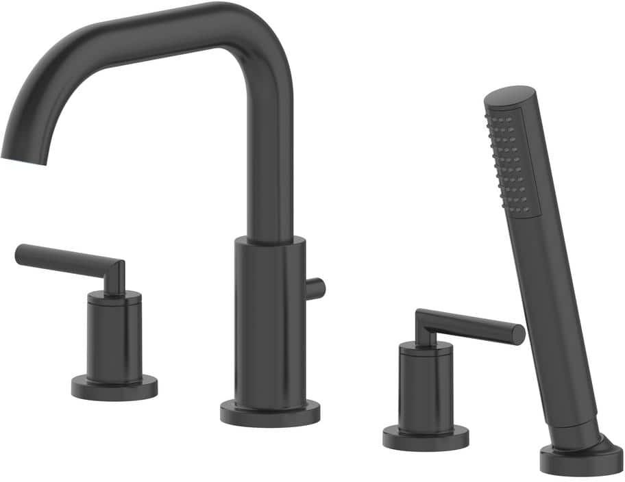 JACUZZI CONTENTO 2-Handle Deck Mount Roman Tub Filler in Matte Black