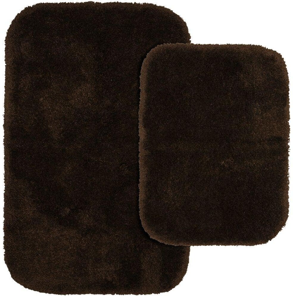 Garland Rug Finest Luxury Chocolate 21 in. x 34 in. Washable Bathroom 2-Piece Rug Set