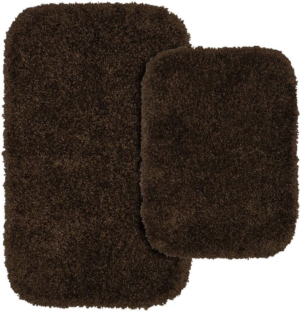 Garland Rug Serendipity Chocolate 21 in. x 34 in. Washable Bathroom 2-Piece Rug Set