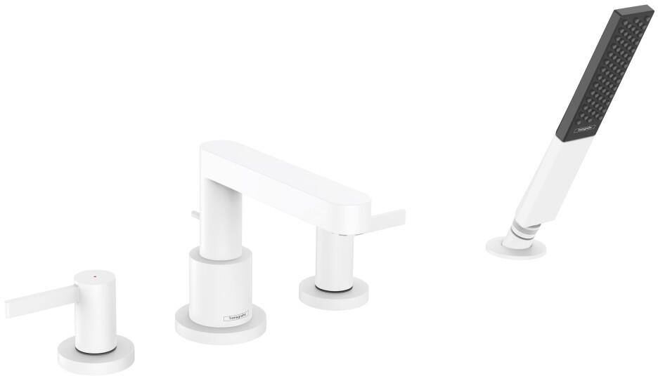 Hansgrohe Finoris 2-Handle Deck Mount Roman Tub Faucet with Hand Shower in Matte White