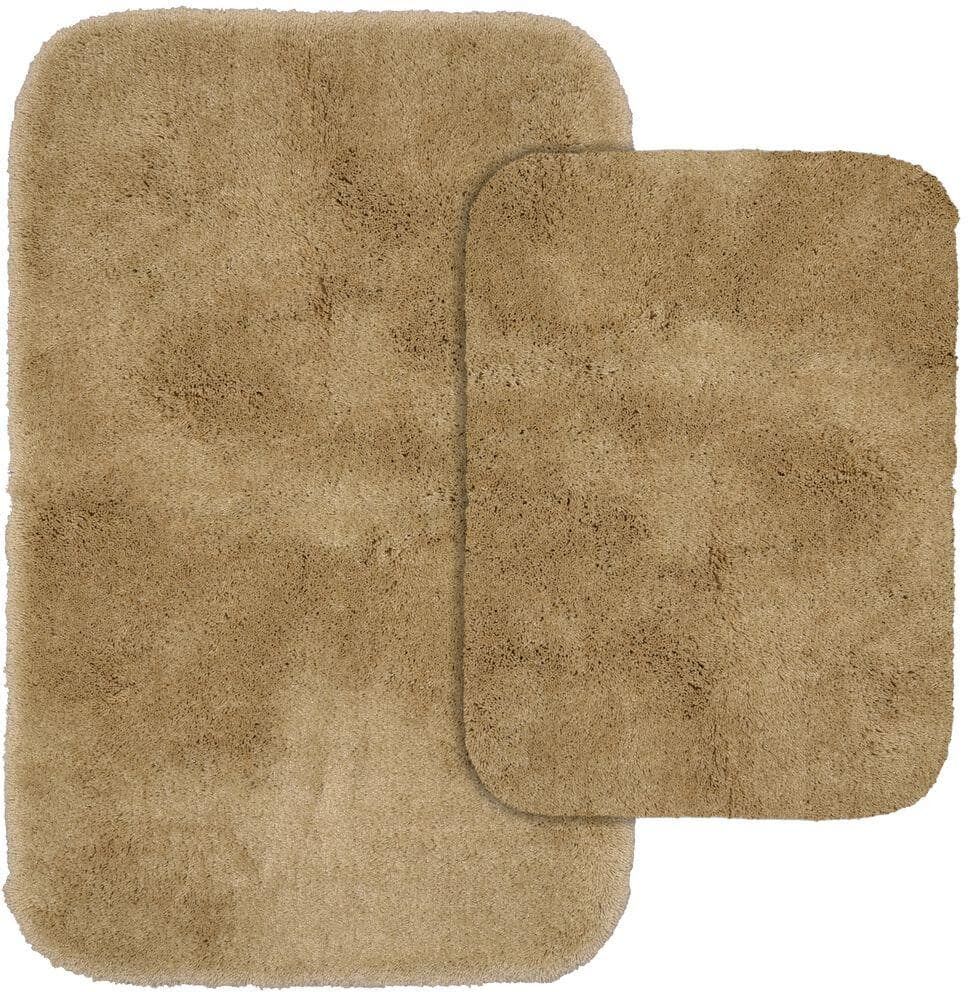 Garland Rug Finest Luxury Taupe 21 in. x 34 in. Washable Bathroom 2-Piece Rug Set