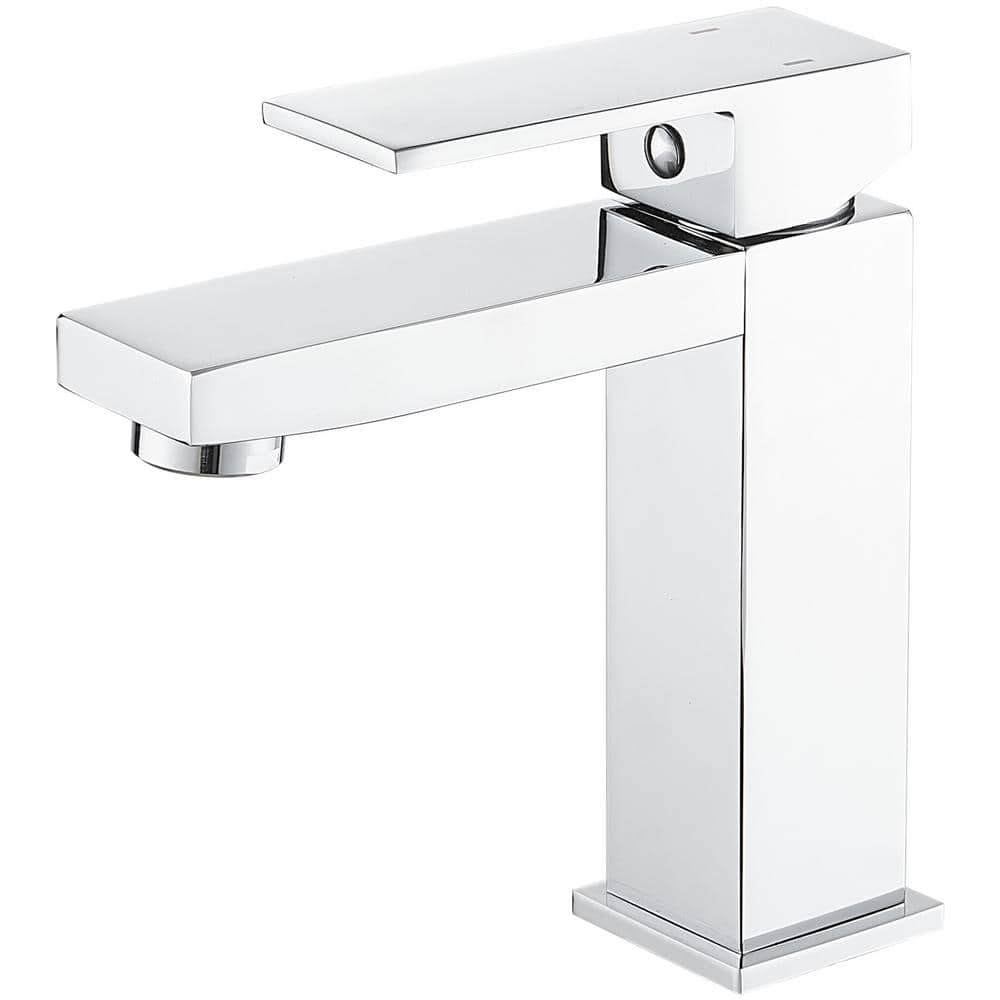 BWE Single Handle Single Hole Modern Bathroom Faucet Bathroom Drip-Free Vanity Sink Faucet Low-Arc in Polished Chrome
