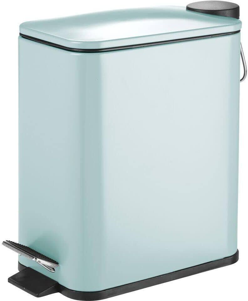 Dracelo 1.3 Gal. Rectangular Small Steel Step Trash Can Wastebasket in Mint Green