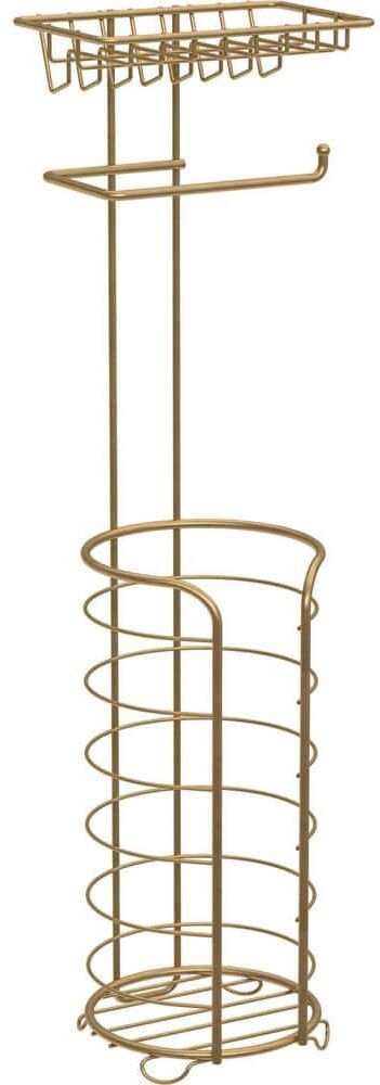 Franklin Brass Free Standing Toilet Paper Holder with Storage in Satin Gold