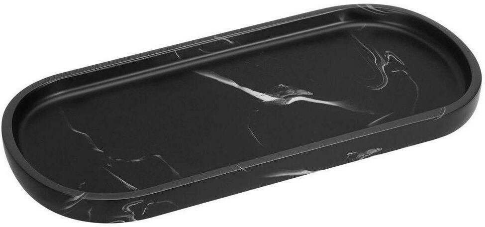 Dracelo Matte Ink Black Resin. Handmade Bathroom Countertop Organizer Vanity Tray