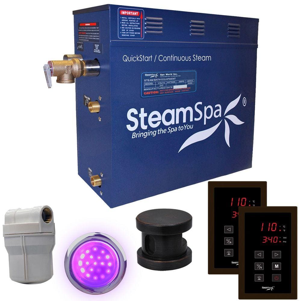 SteamSpa Royal 9kW QuickStart Steam Bath Generator Package in Polished Oil Rubbed Bronze
