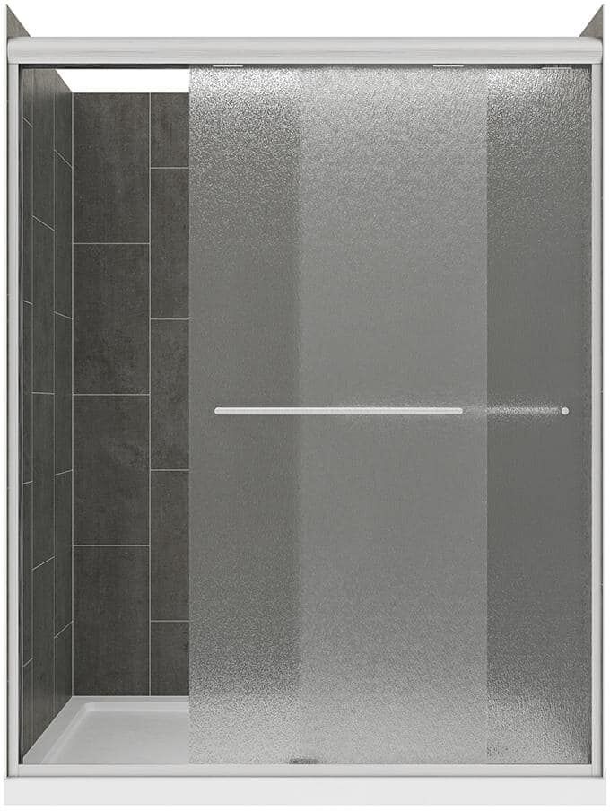 CRAFT + MAIN Cove Sliding 60 in. L x 32 in. W x 78 in. H Left Drain Alcove Shower Stall Kit in Slate and Brushed Nickel Hardware