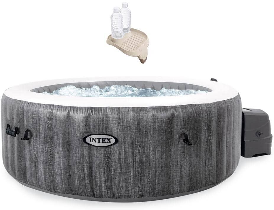 Intex PureSpa Plus Inflatable 4-Person Hot Tub + PureSpa Tray Accessories (4 Pack)