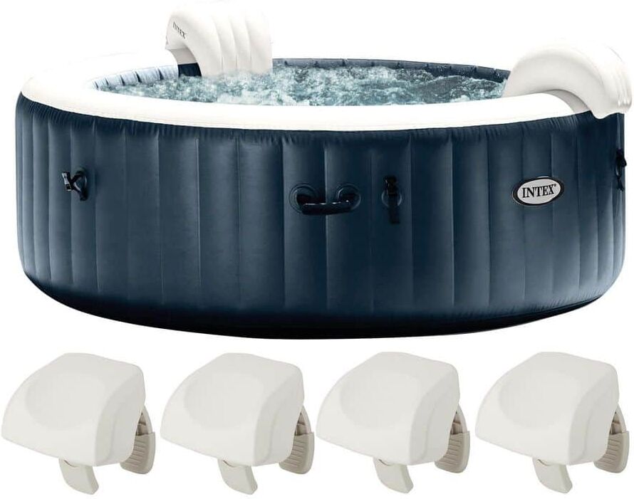 Intex PureSpa Plus 6-Person Portable Inflatable Hot Tub Spa, 85 x 28", w/4 Foam Headrest Pillows