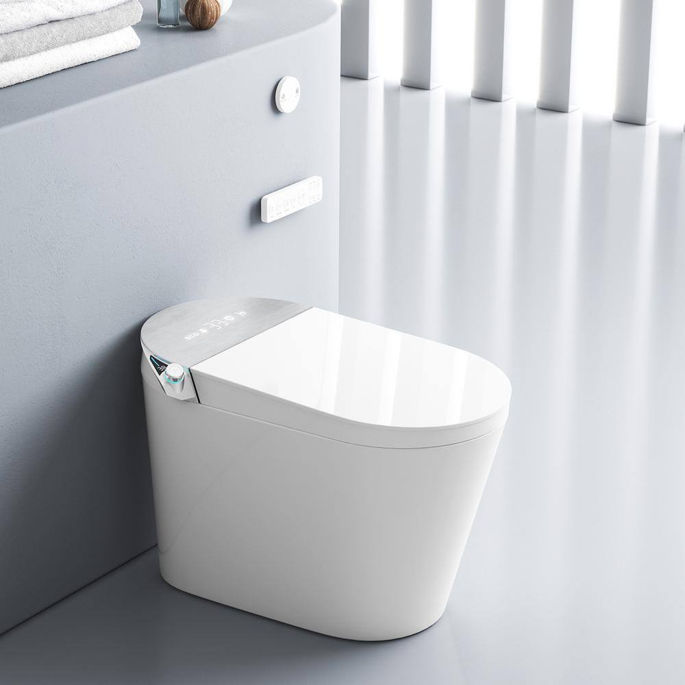 yulika Smart Toilet With Bidet 1.28 GPF Auto Dual Flush U-Shap Bowl Seat Toilet with Remote Control