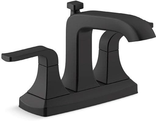 KOHLER Rubicon 4 in. Centerset 2-Handle Bathroom Faucet in Matte Black