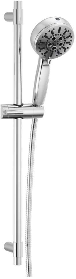 Delta 7-Spray Patterns 4.5 in. Wall Mount Handheld Shower Head 1.75 GPM with Slide Bar and Cleaning Spray in Chrome