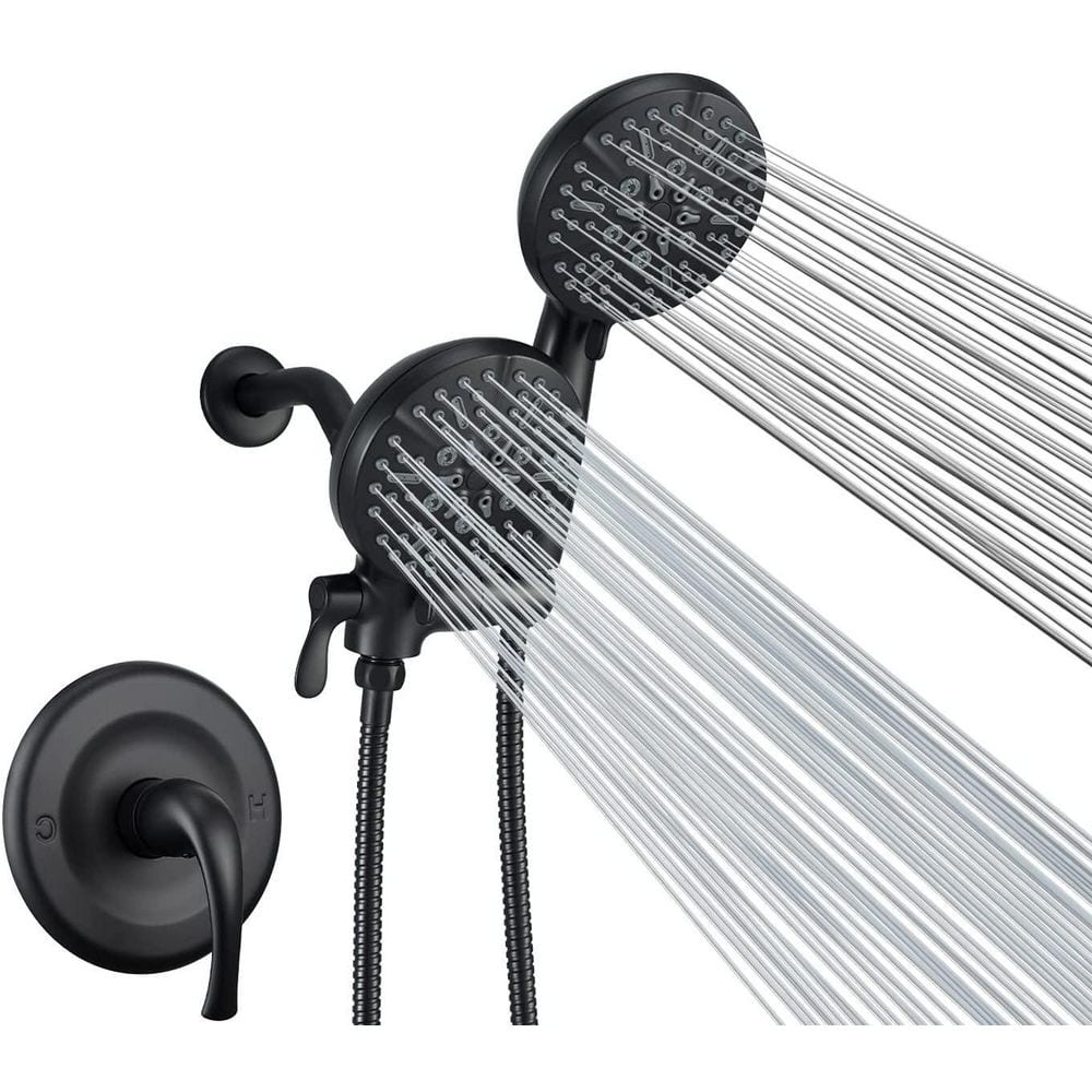 ELLO&ALLO Single-Handle 48-Spray Handheld Shower Faucet with 5 in. Shower Head Combo in Matte Black (Valve Included)