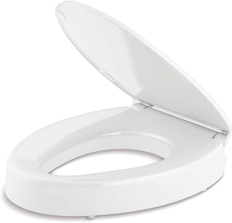 KOHLER Hyten Elevated Quiet-Close Elongated Toilet Seat in White