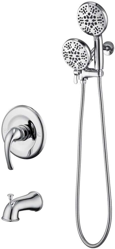 ELLO&ALLO Single-Handle 48-Spray Tub and Shower Faucet and Handheld Combo with 5 in. Shower Head in Chrome (Valve Included)