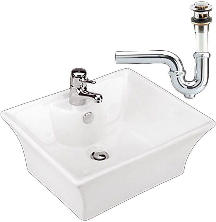 RENOVATORS SUPPLY MANUFACTURING 19-1/4 in. Rectangular Countertop Vessel Bathroom Sink in White with Single Faucet Hole, Overflow, Drain and P-Trap